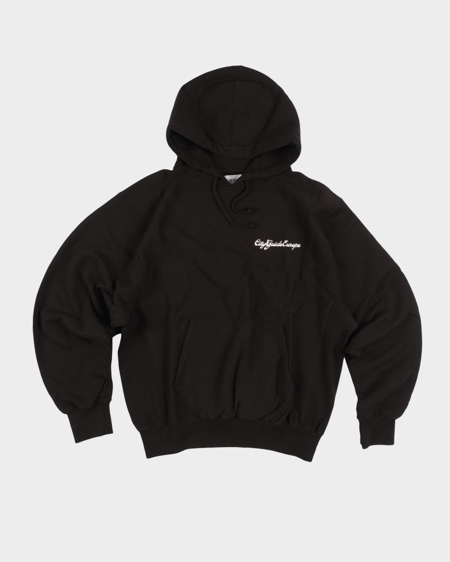Script Embroidery Hoodie Black