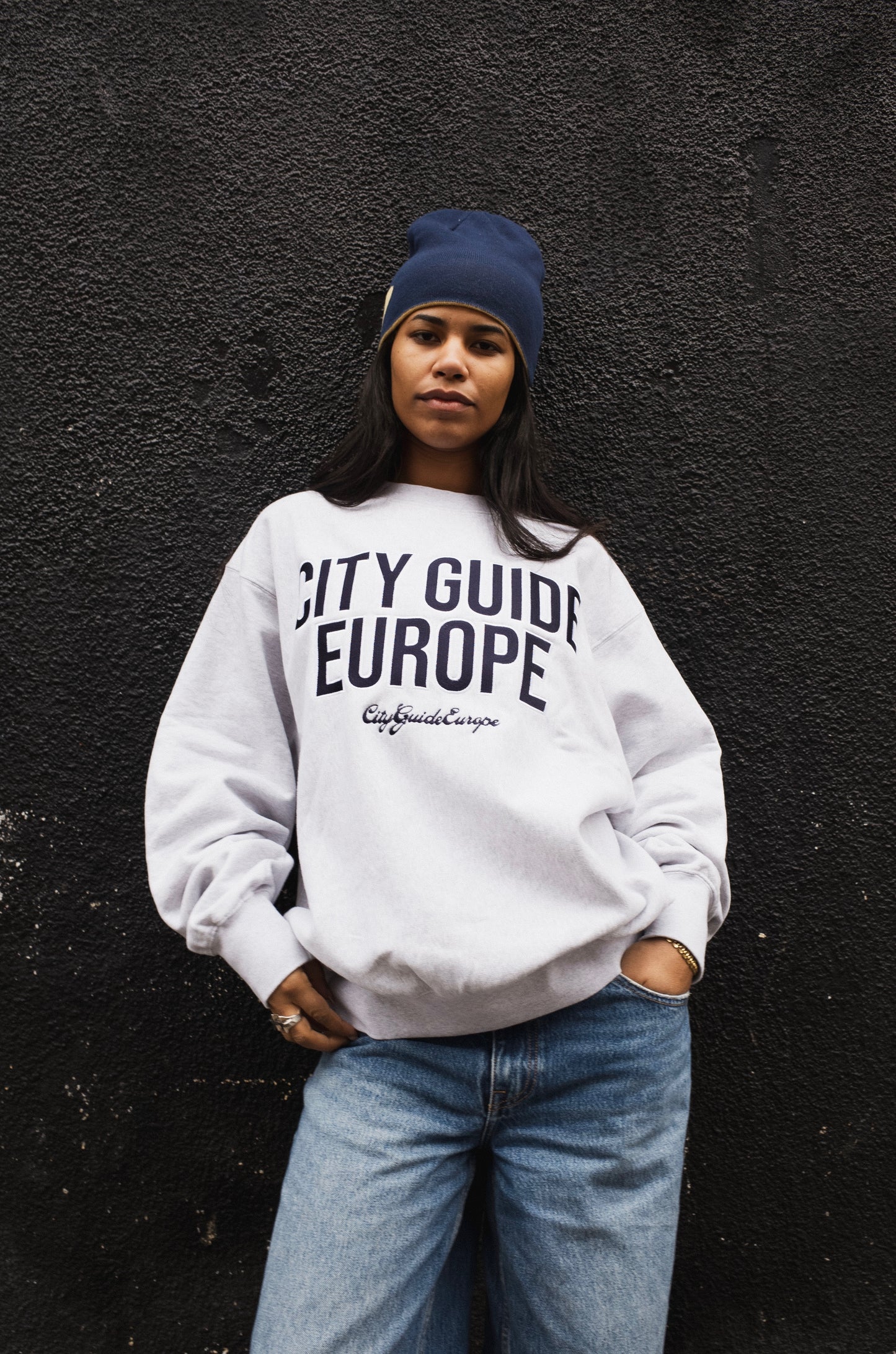 Academy Embroidery Crewneck Melange Grey