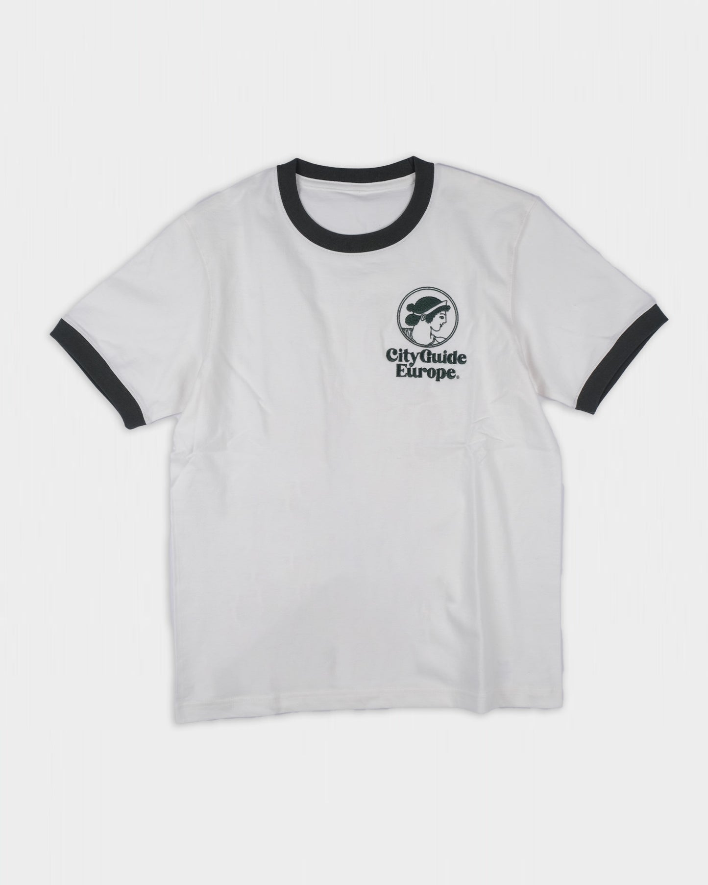 Heroine Embroidery Ringer Tee Natural/Dark Green
