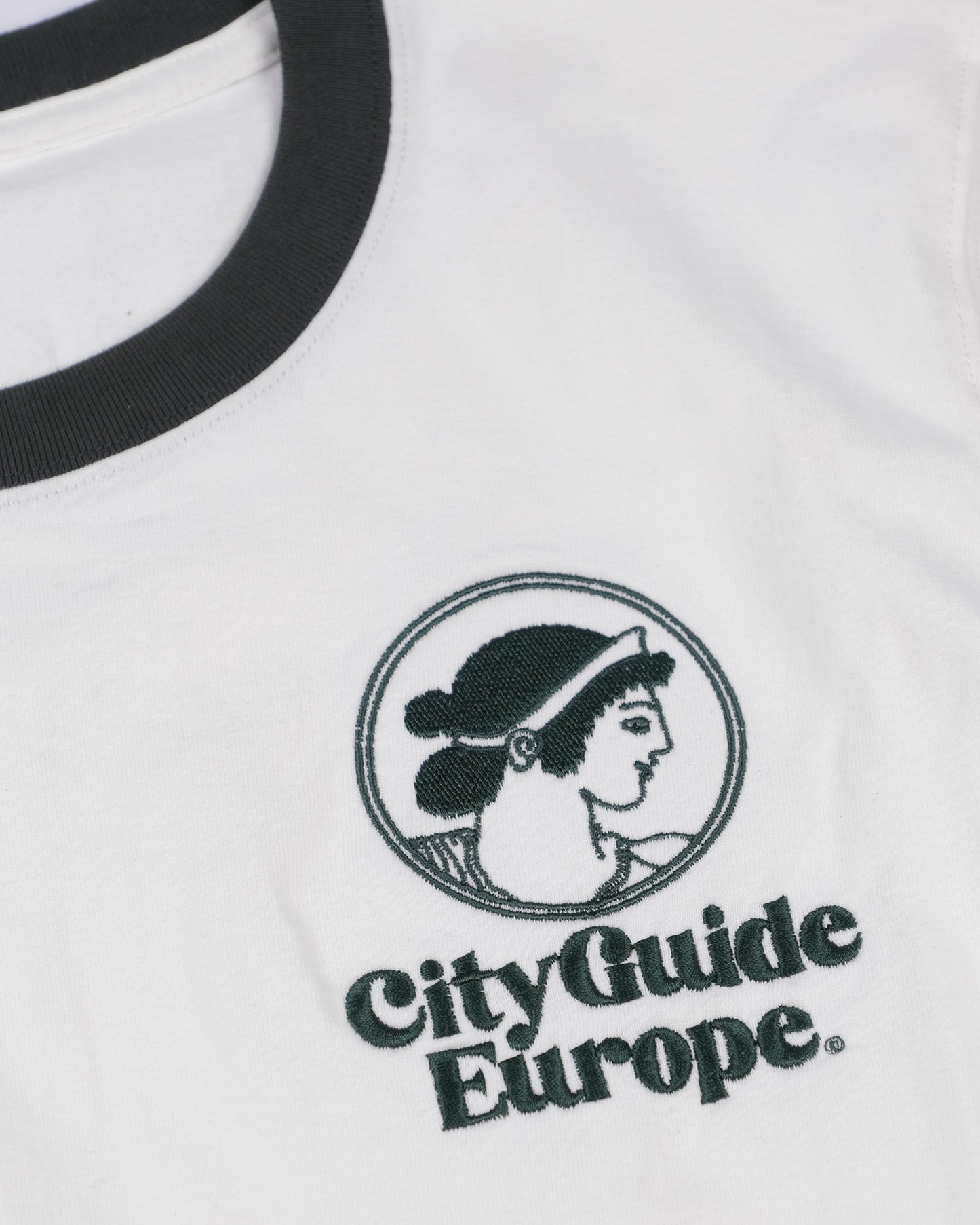 Heroine Embroidery Ringer Tee Natural/Dark Green