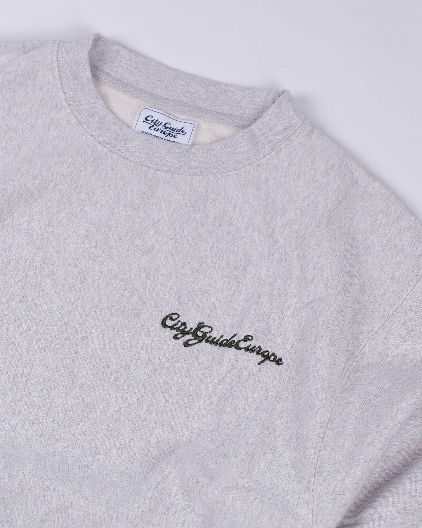 Script Embroidery Crewneck Melange Grey
